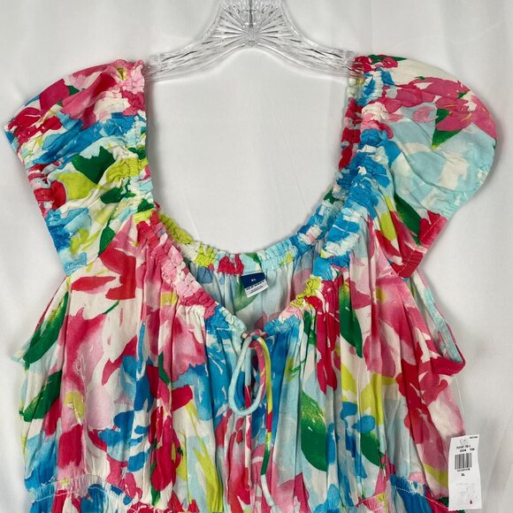 Old Navy Floral Summer Top with Cap Sleeves - Picture 2 of 8